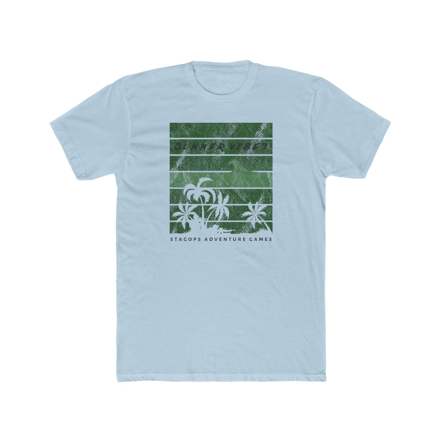 Summer vibes (Subdued; Green) Cotton Crew Tee