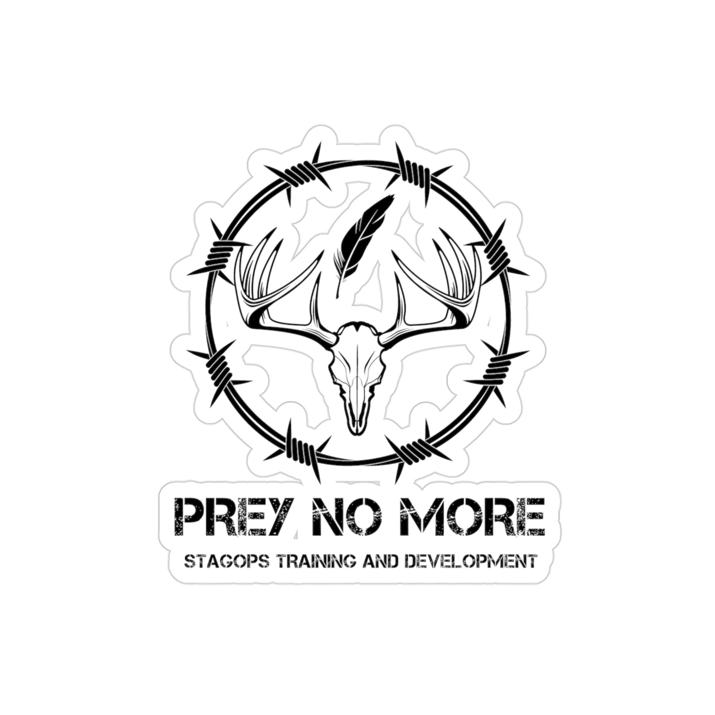 PREY NO MORE V1- Barbed Wire window sticker- Transparent Outdoor Sticker