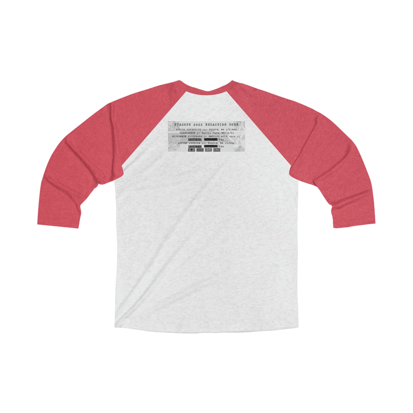 2022 "REDACTED" Tour 3\4 Raglan Tee