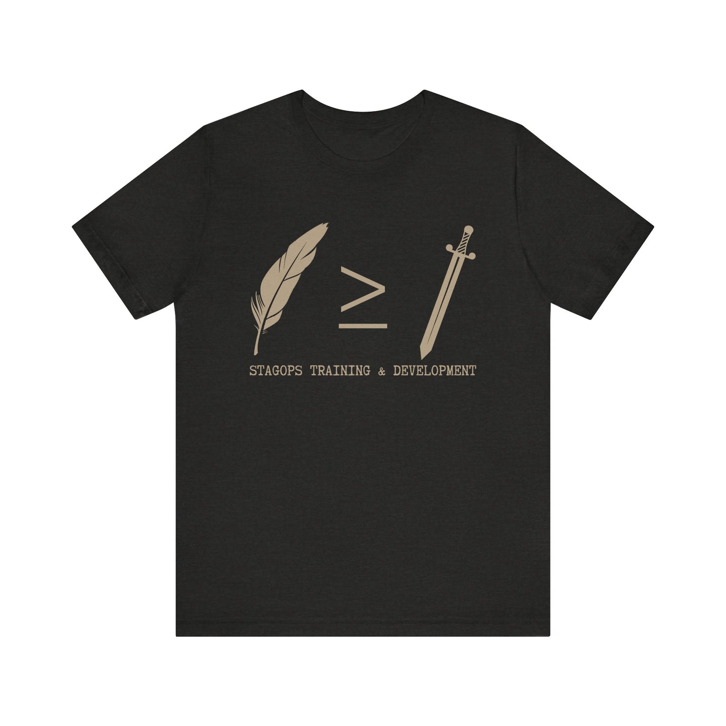 STAGOPS TRAINING & DEVELOPMENT (Pen > Sword) Tee- Green text version