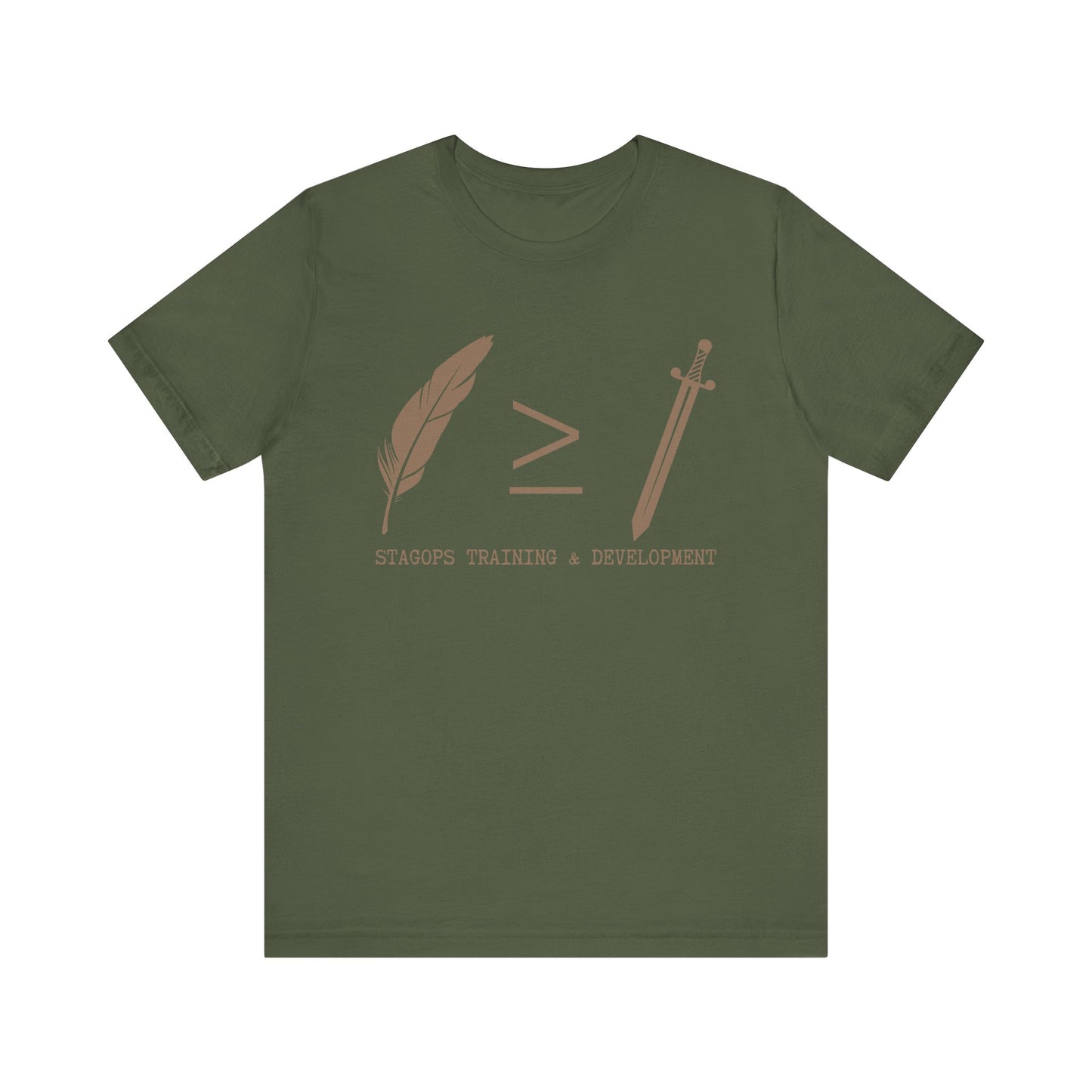 STAGOPS TRAINING & DEVELOPMENT (Pen > Sword) Tee- Green text version