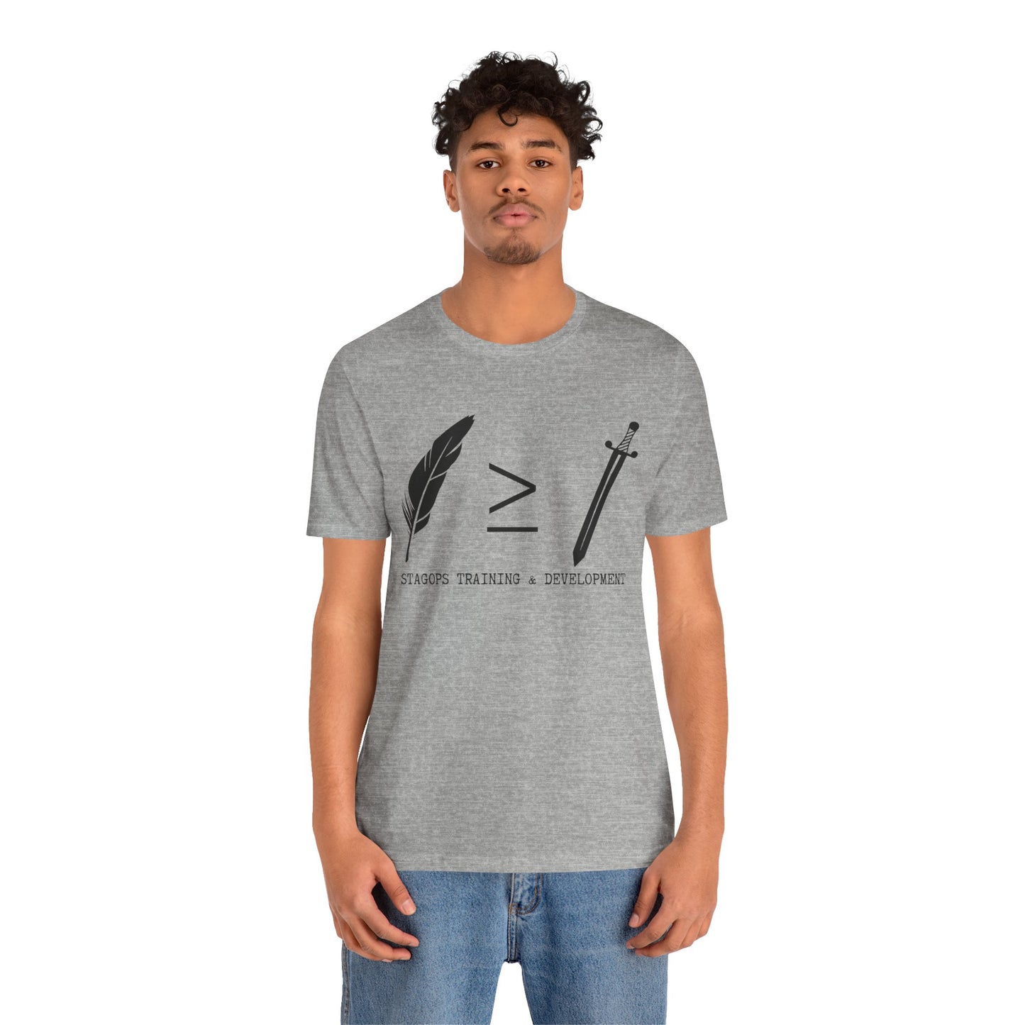 STAGOPS TRAINING & DEVELOPMENT (Pen > Sword) Tee- Green text version