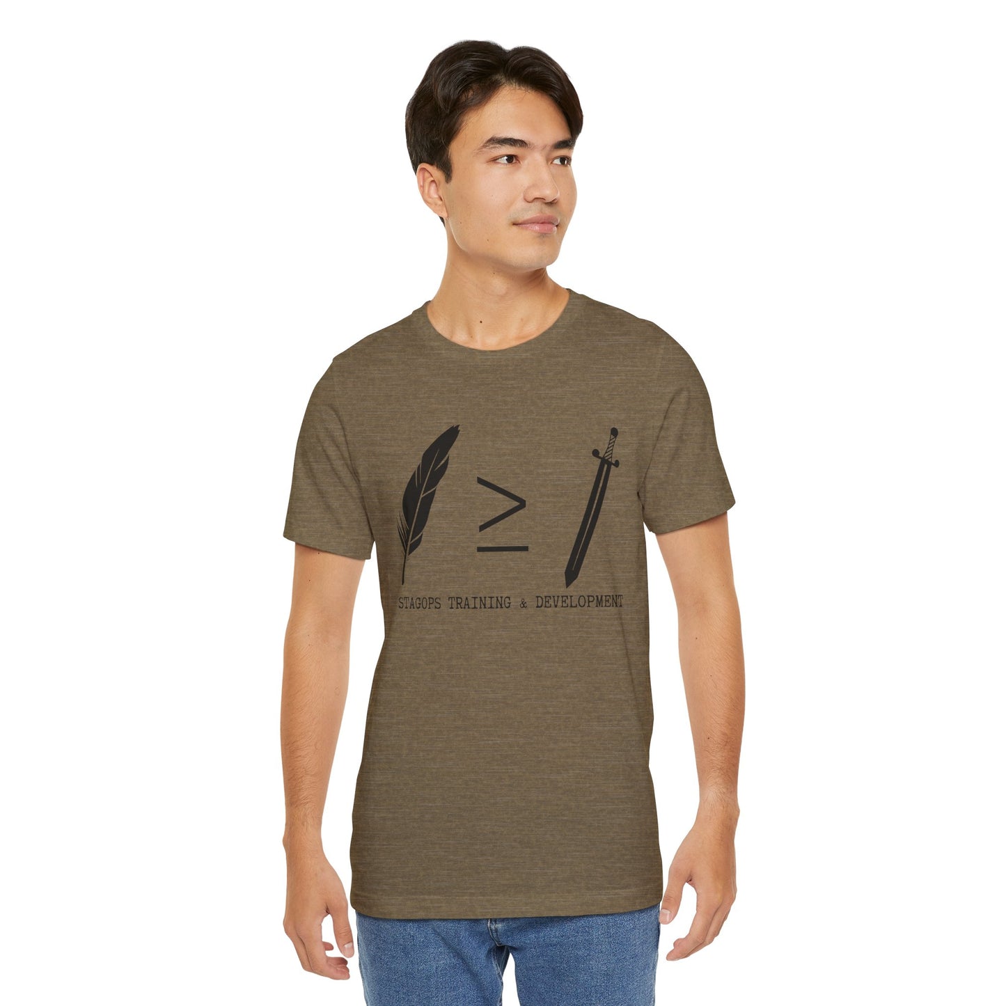 STAGOPS TRAINING & DEVELOPMENT (Pen > Sword) Tee- Green text version