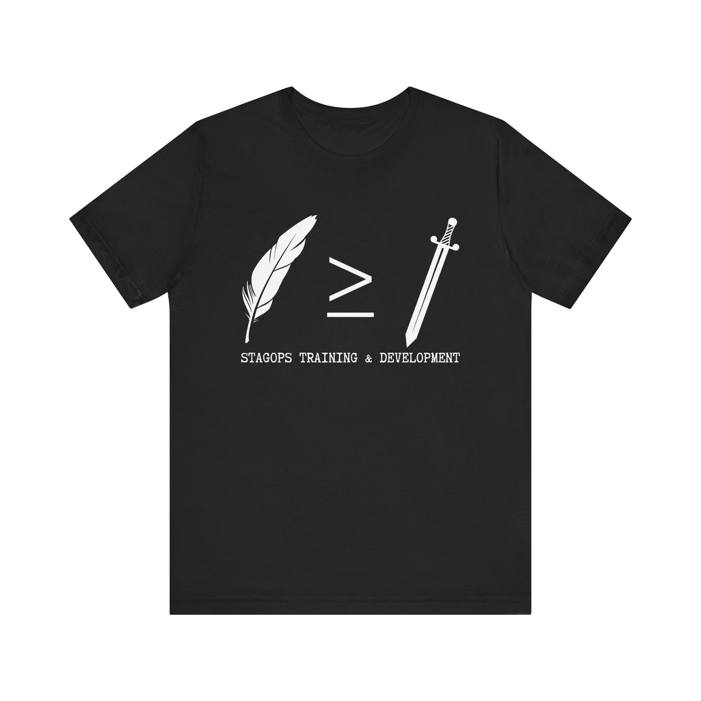 STAGOPS TRAINING & DEVELOPMENT (Pen > Sword) Tee- Green text version