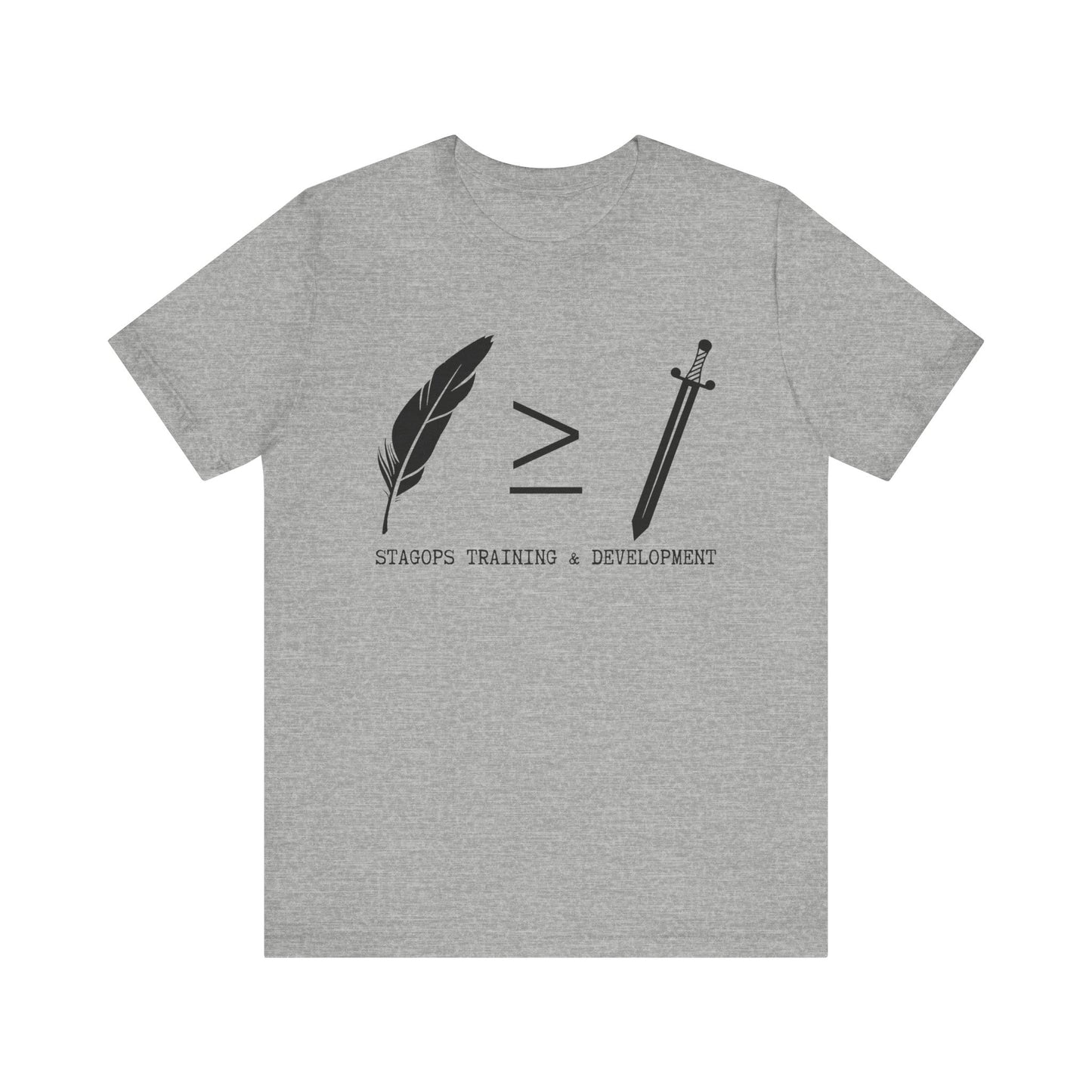 STAGOPS TRAINING & DEVELOPMENT (Pen > Sword) Tee- Green text version