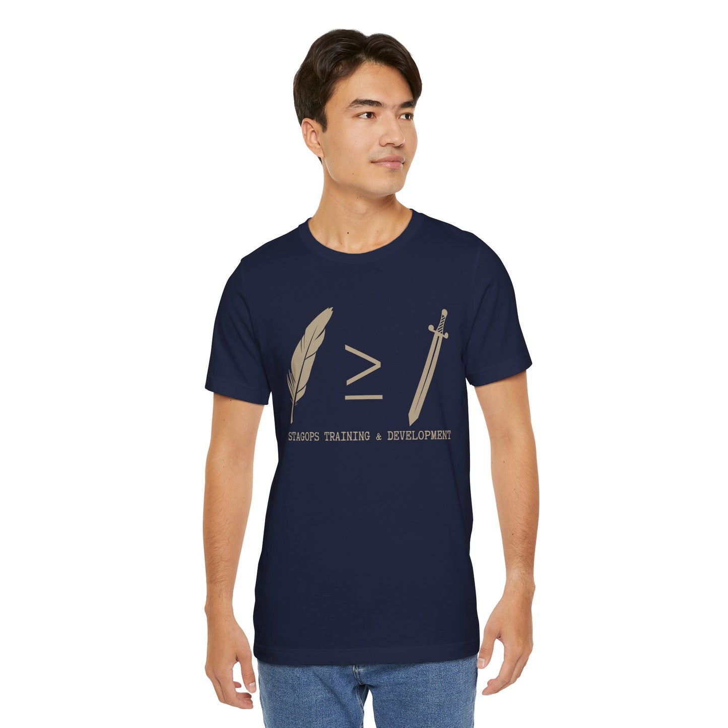 STAGOPS TRAINING & DEVELOPMENT (Pen > Sword) Tee- Green text version