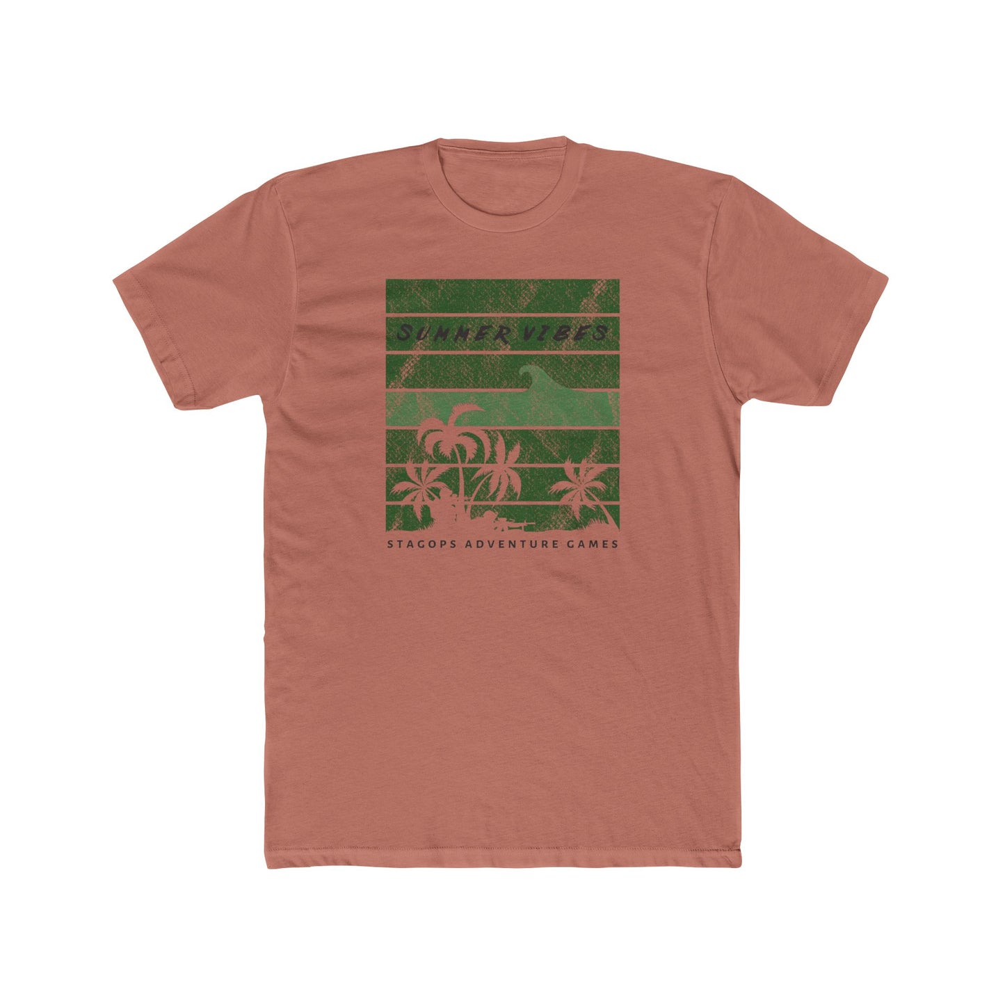 Summer vibes (Subdued; Green) Cotton Crew Tee