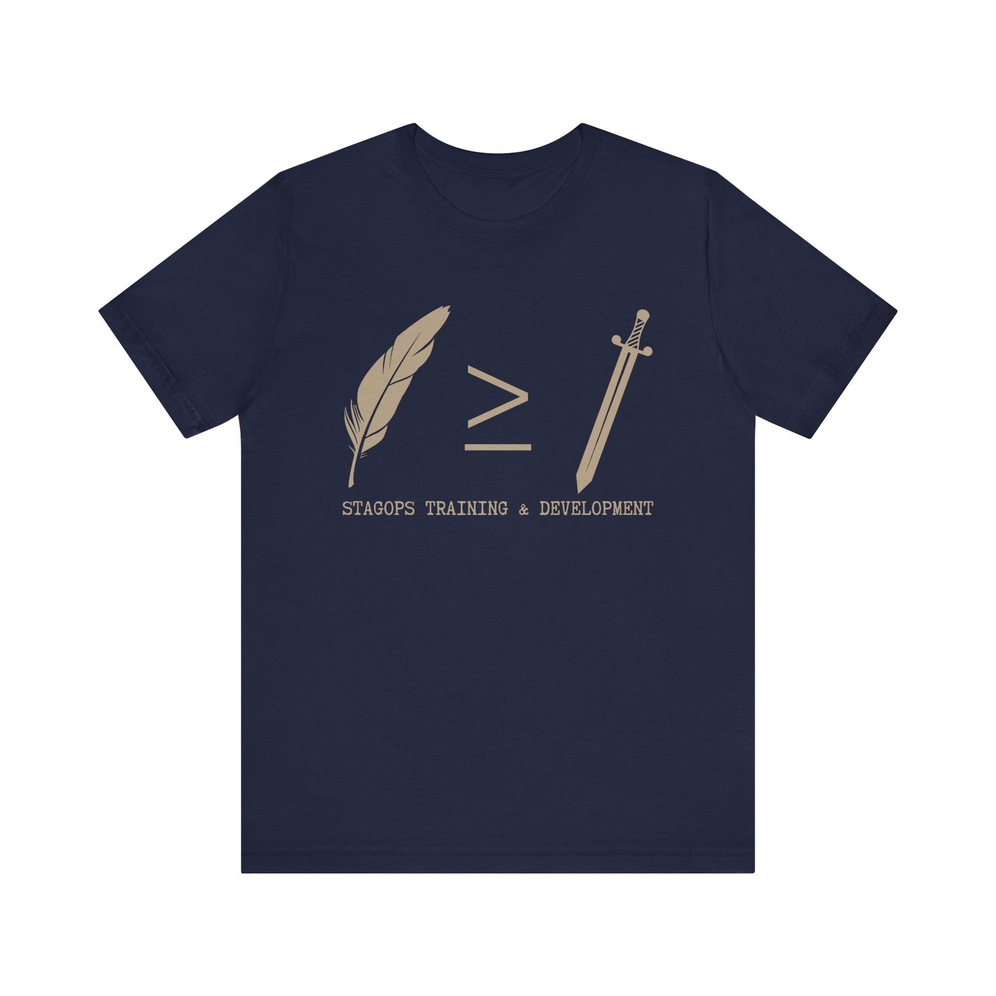 STAGOPS TRAINING & DEVELOPMENT (Pen > Sword) Tee- Green text version
