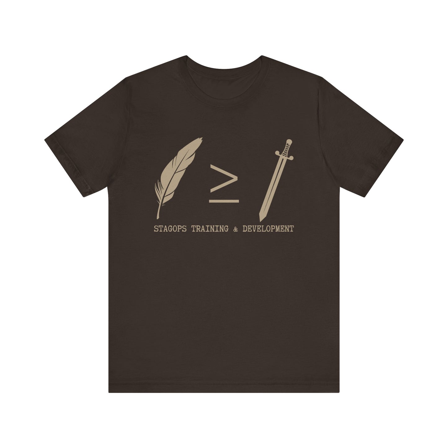 STAGOPS TRAINING & DEVELOPMENT (Pen > Sword) Tee- Green text version
