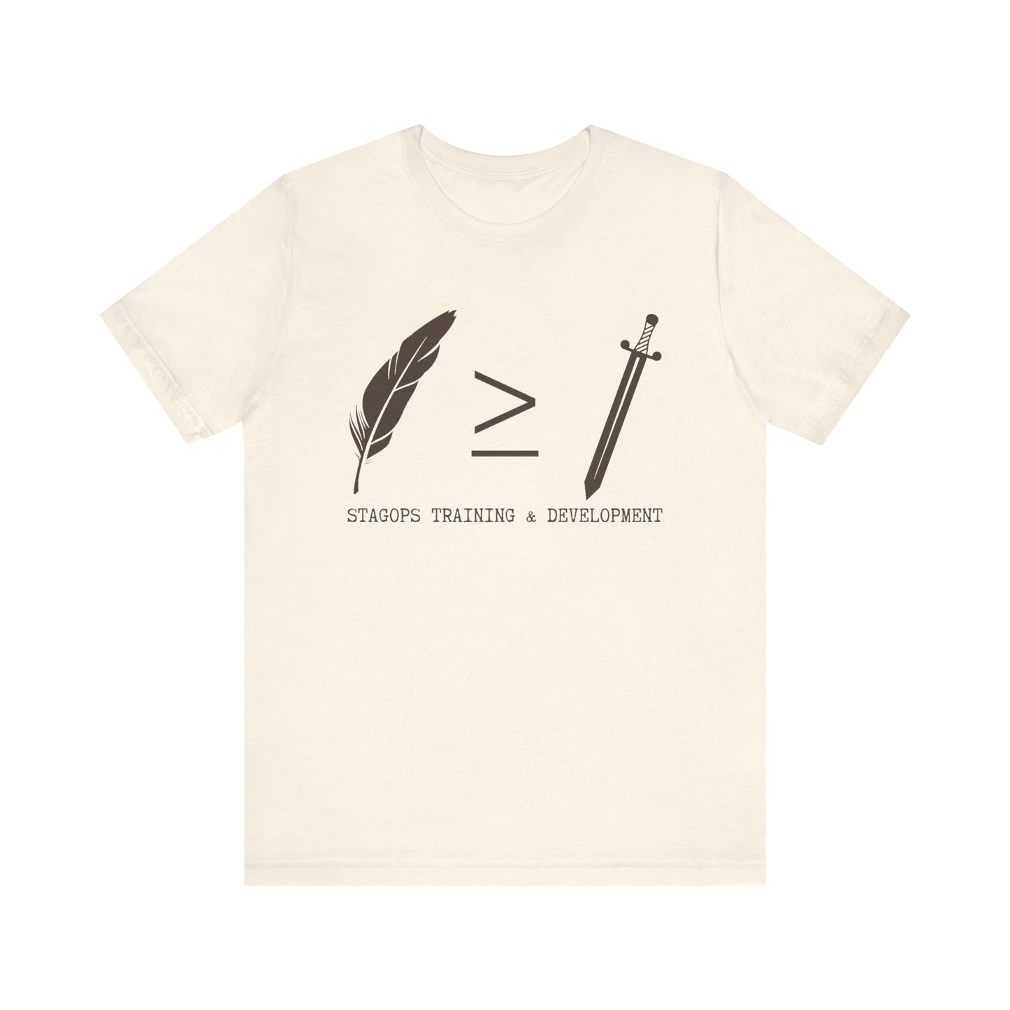 STAGOPS TRAINING & DEVELOPMENT (Pen > Sword) Tee- Green text version