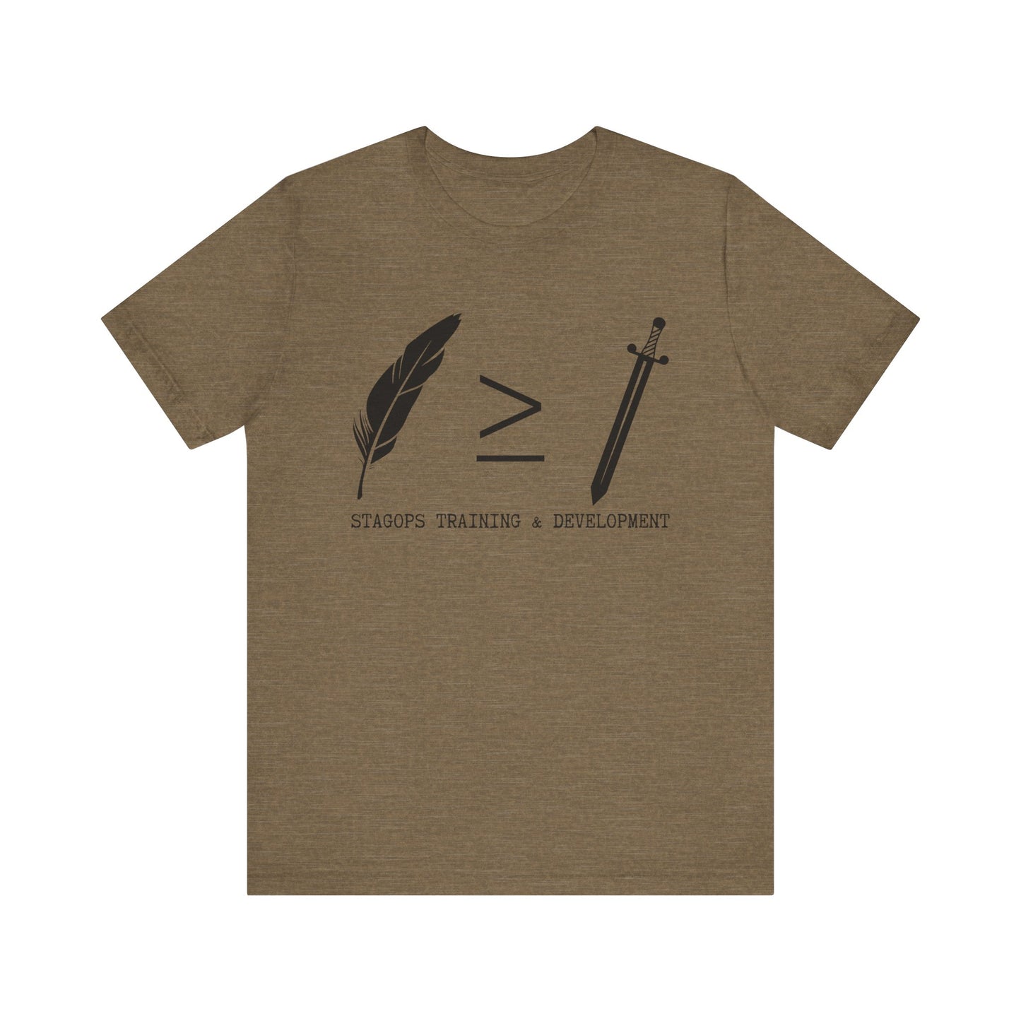 STAGOPS TRAINING & DEVELOPMENT (Pen > Sword) Tee- Green text version