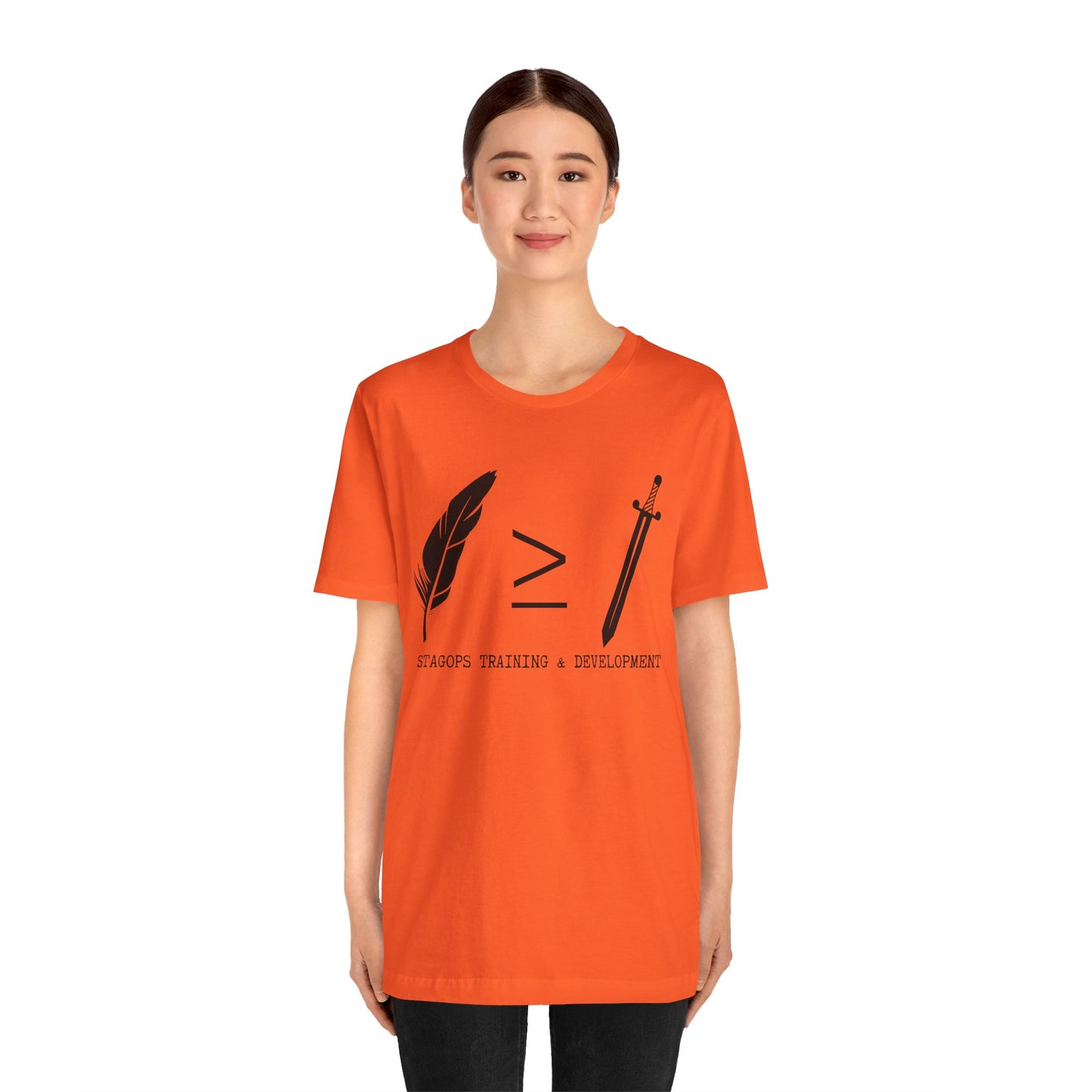 STAGOPS TRAINING & DEVELOPMENT (Pen > Sword) Tee- Green text version