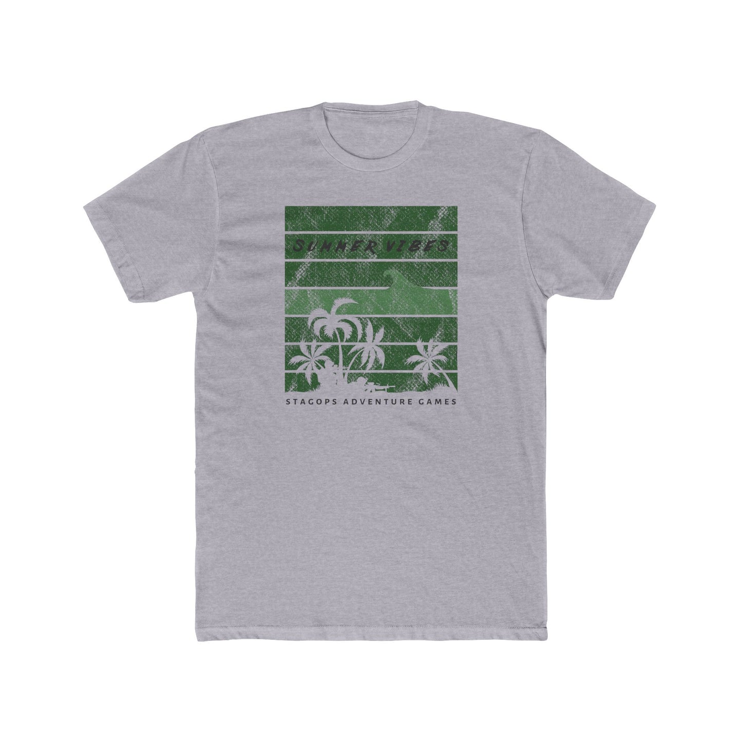 Summer vibes (Subdued; Green) Cotton Crew Tee