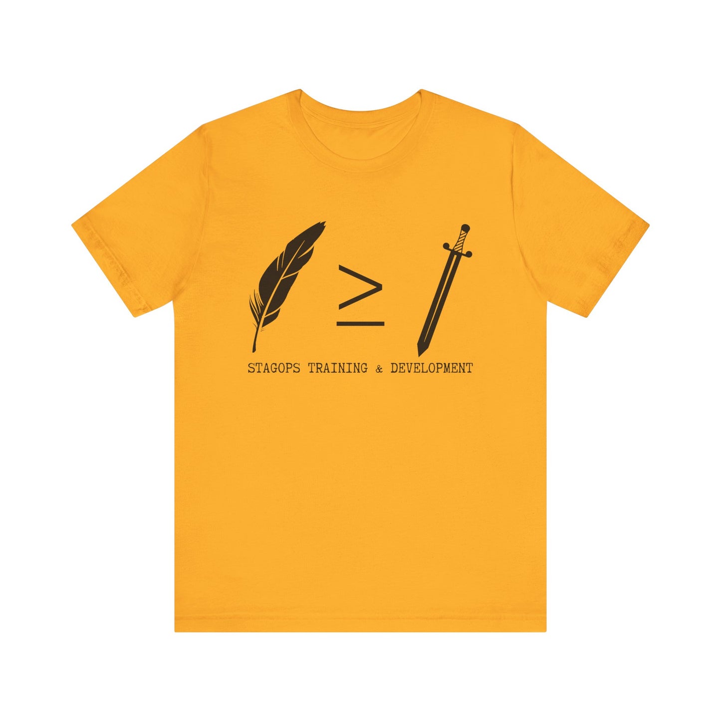 STAGOPS TRAINING & DEVELOPMENT (Pen > Sword) Tee- Green text version