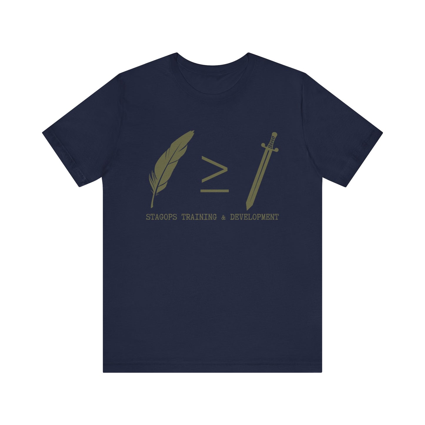 STAGOPS TRAINING & DEVELOPMENT (Pen > Sword) Tee- Green text version