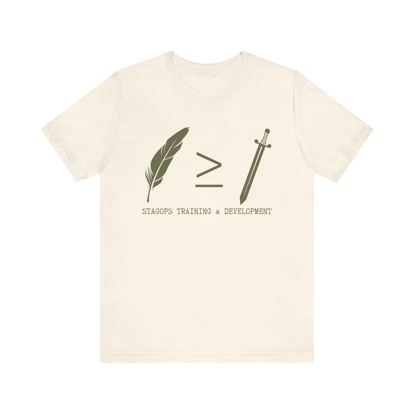 STAGOPS TRAINING & DEVELOPMENT (Pen > Sword) Tee- Green text version