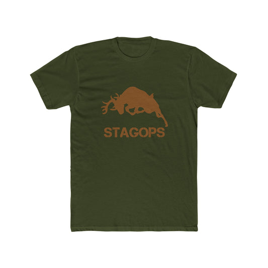 Classic STAGOPS logo tee- (Tan on green)