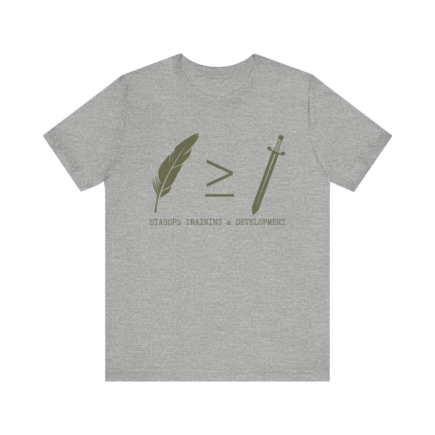 STAGOPS TRAINING & DEVELOPMENT (Pen > Sword) Tee- Green text version