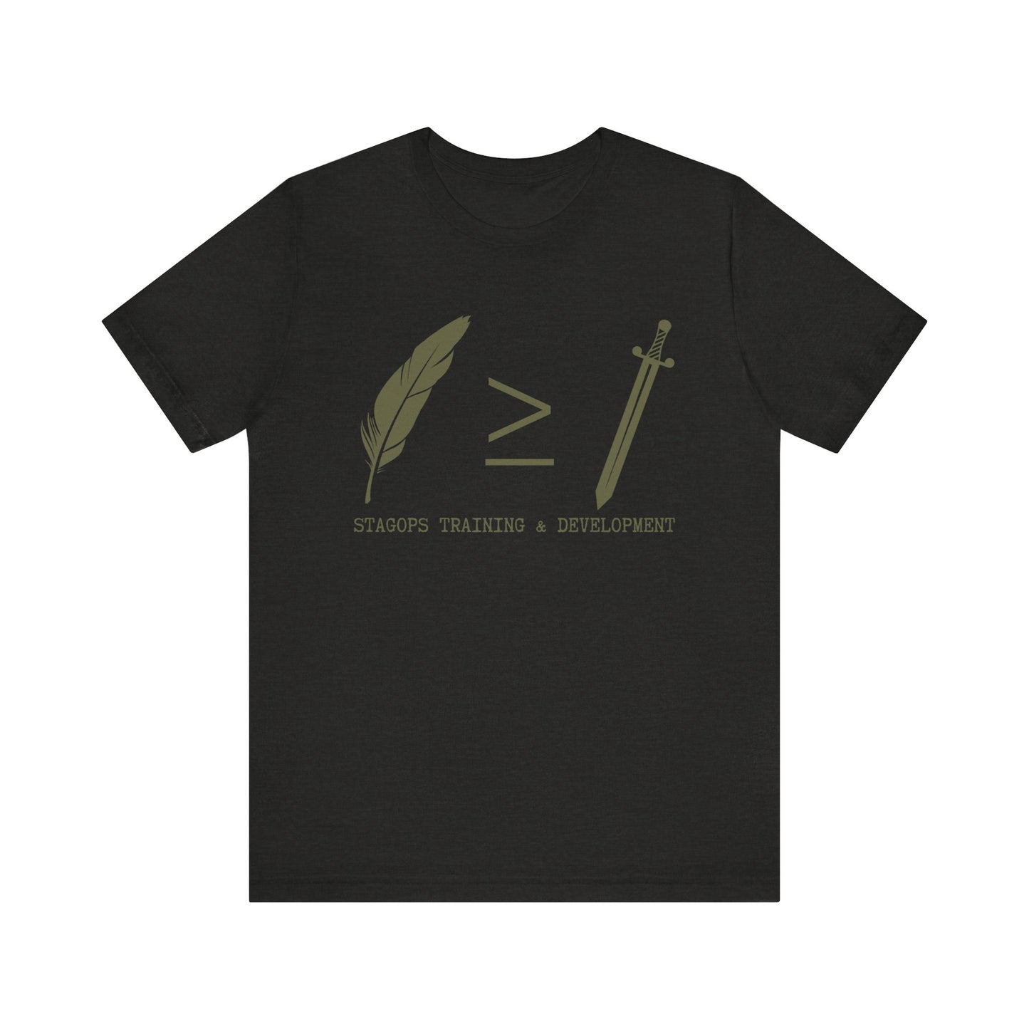 STAGOPS TRAINING & DEVELOPMENT (Pen > Sword) Tee- Green text version