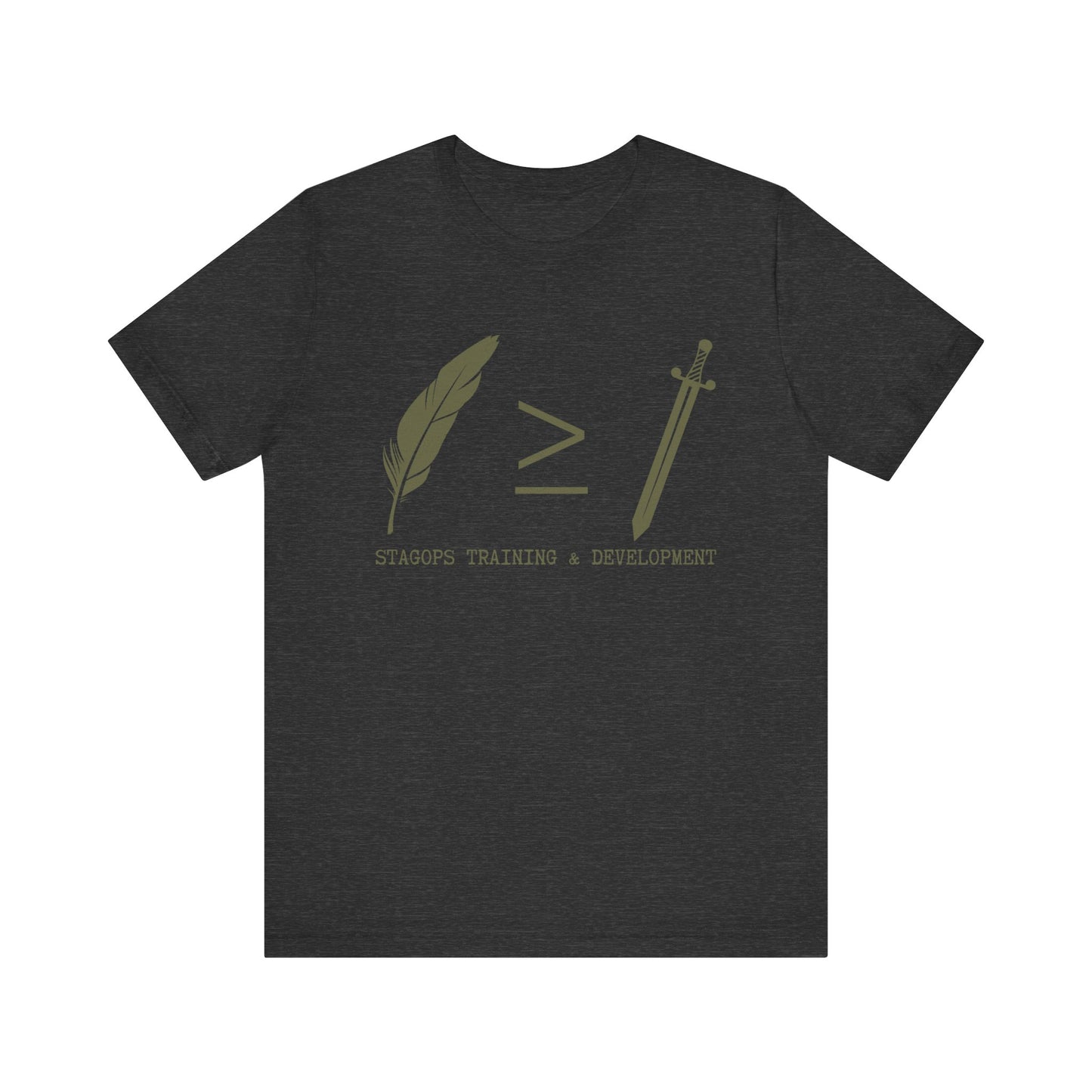 STAGOPS TRAINING & DEVELOPMENT (Pen > Sword) Tee- Green text version