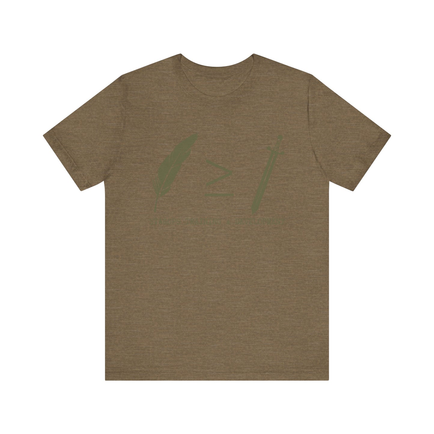 STAGOPS TRAINING & DEVELOPMENT (Pen > Sword) Tee- Green text version