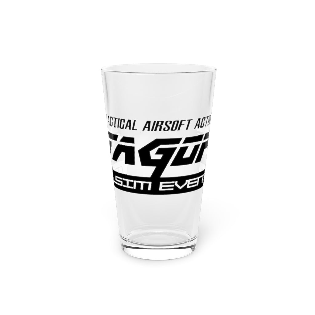 Blackout EmGeeEss logo Pint Glass, 16oz