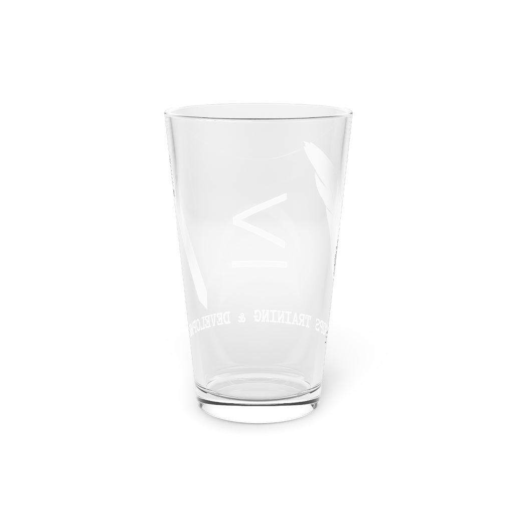 Mighty Pen T&D Blackout logo Pint Glass, 16oz