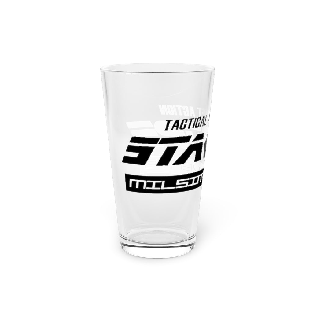 Blackout EmGeeEss logo Pint Glass, 16oz