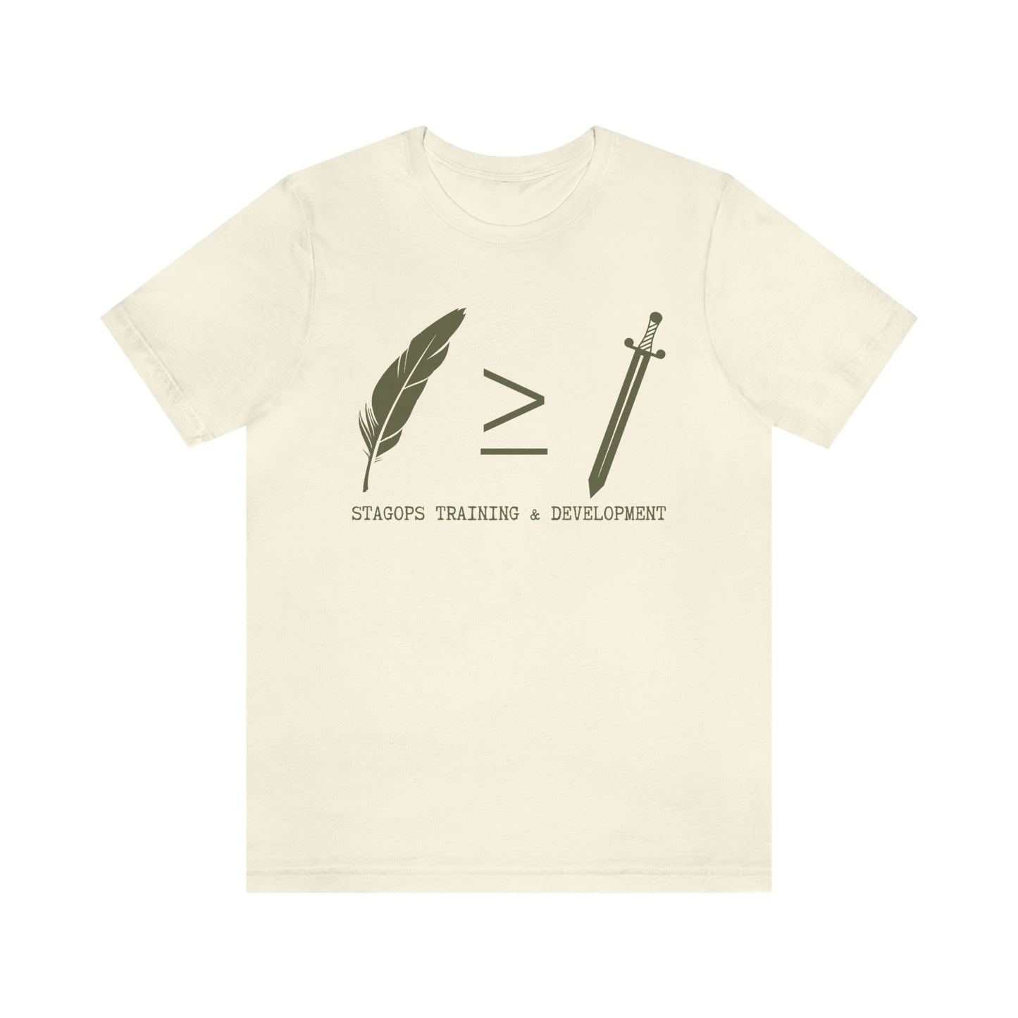 STAGOPS TRAINING & DEVELOPMENT (Pen > Sword) Tee- Green text version