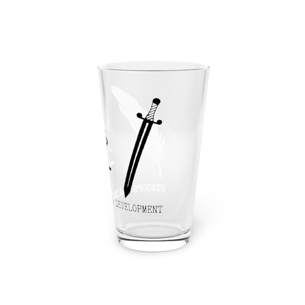 Mighty Pen T&D Blackout logo Pint Glass, 16oz