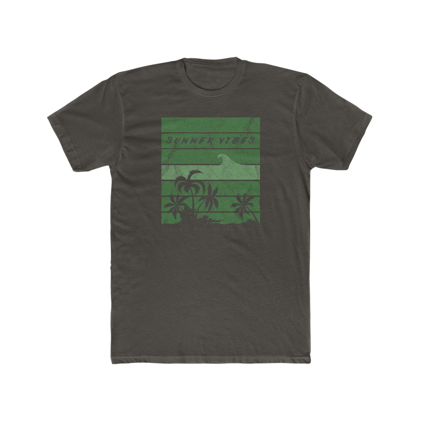 Summer vibes (Subdued; Green) Cotton Crew Tee