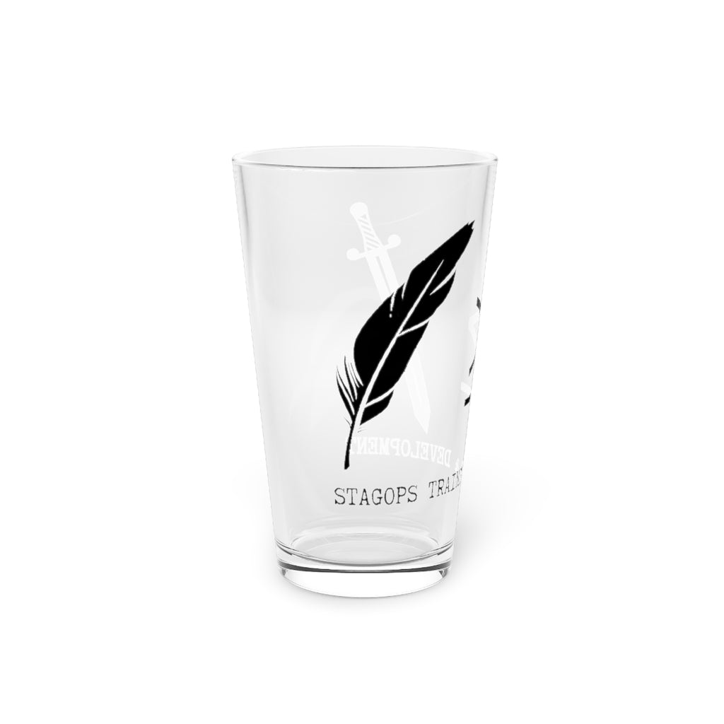 Mighty Pen T&D Blackout logo Pint Glass, 16oz