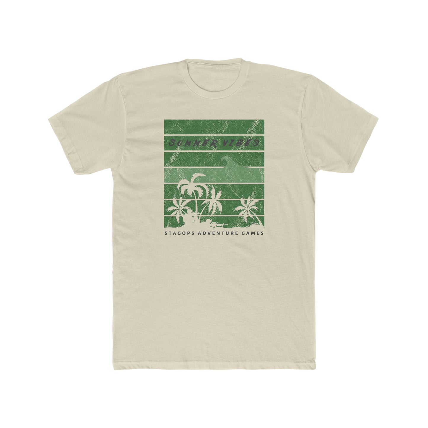 Summer vibes (Subdued; Green) Cotton Crew Tee