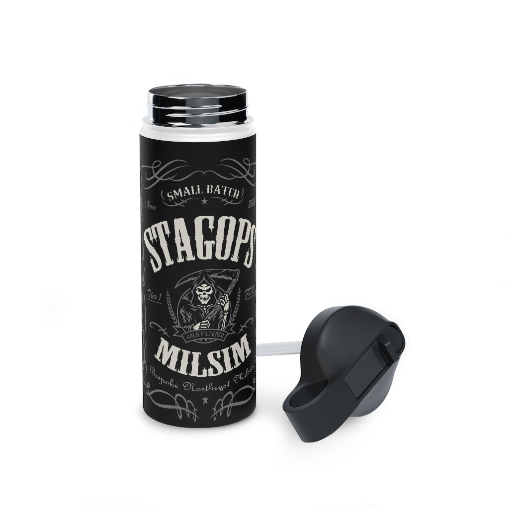 Stainless Steel Water Bottle, (sports lid)- BLACK LABEL